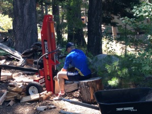 Greg splitting wood